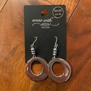 New Look Silver and Gray Hoop Earrings